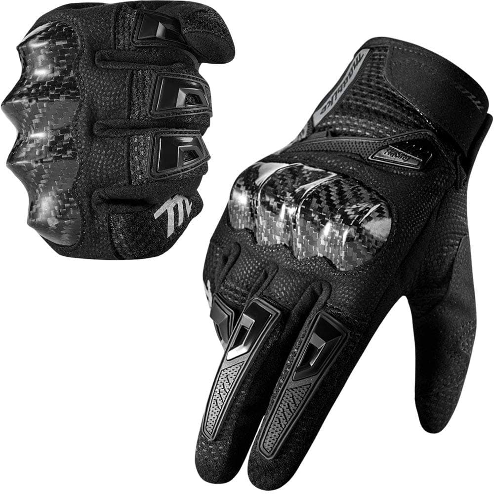 Touchscreen Motorcycle Gloves for Men & Women - Carbon Fiber Knuckles MD66