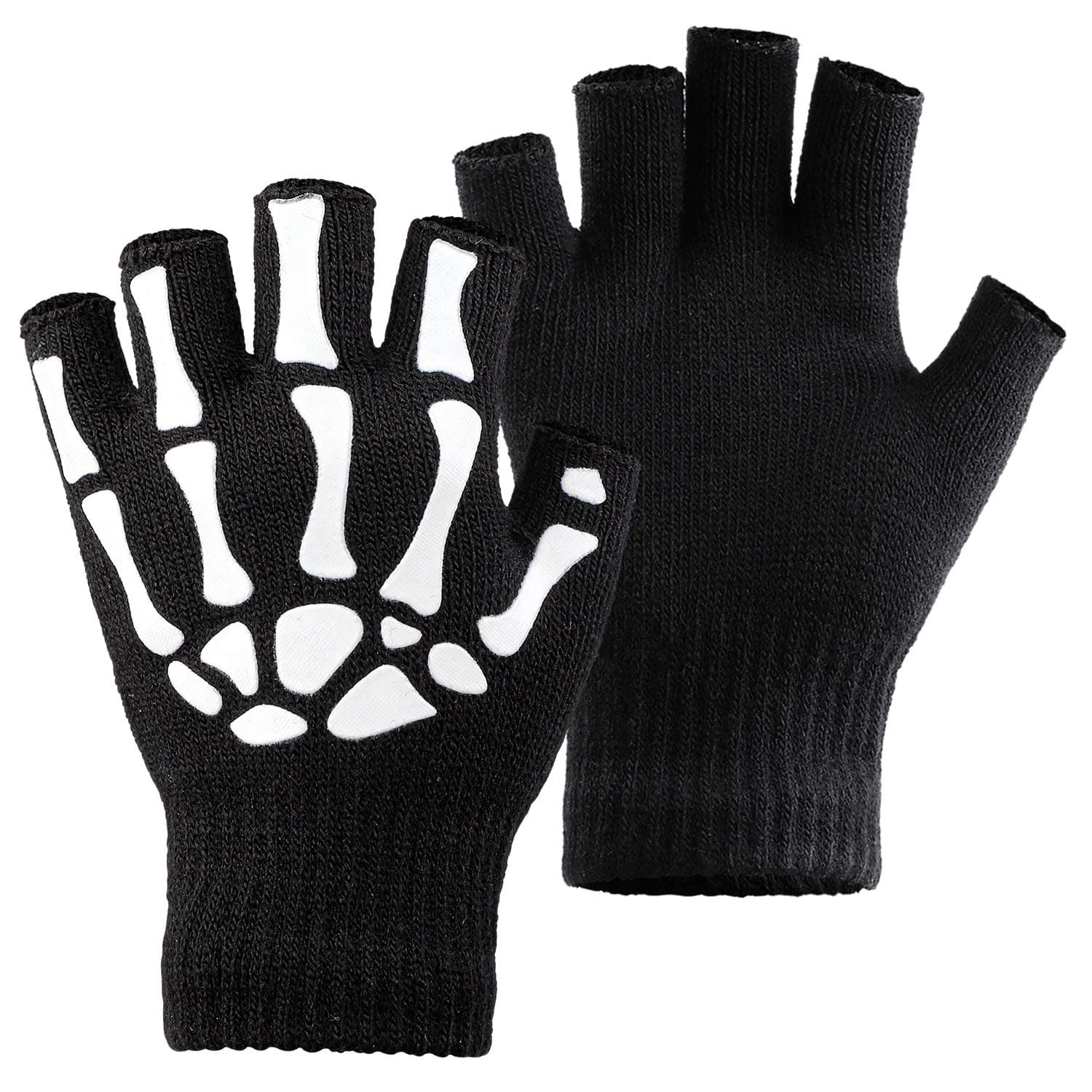 Cooraby Glow in the Dark Halloween Skeleton Knitted Gloves