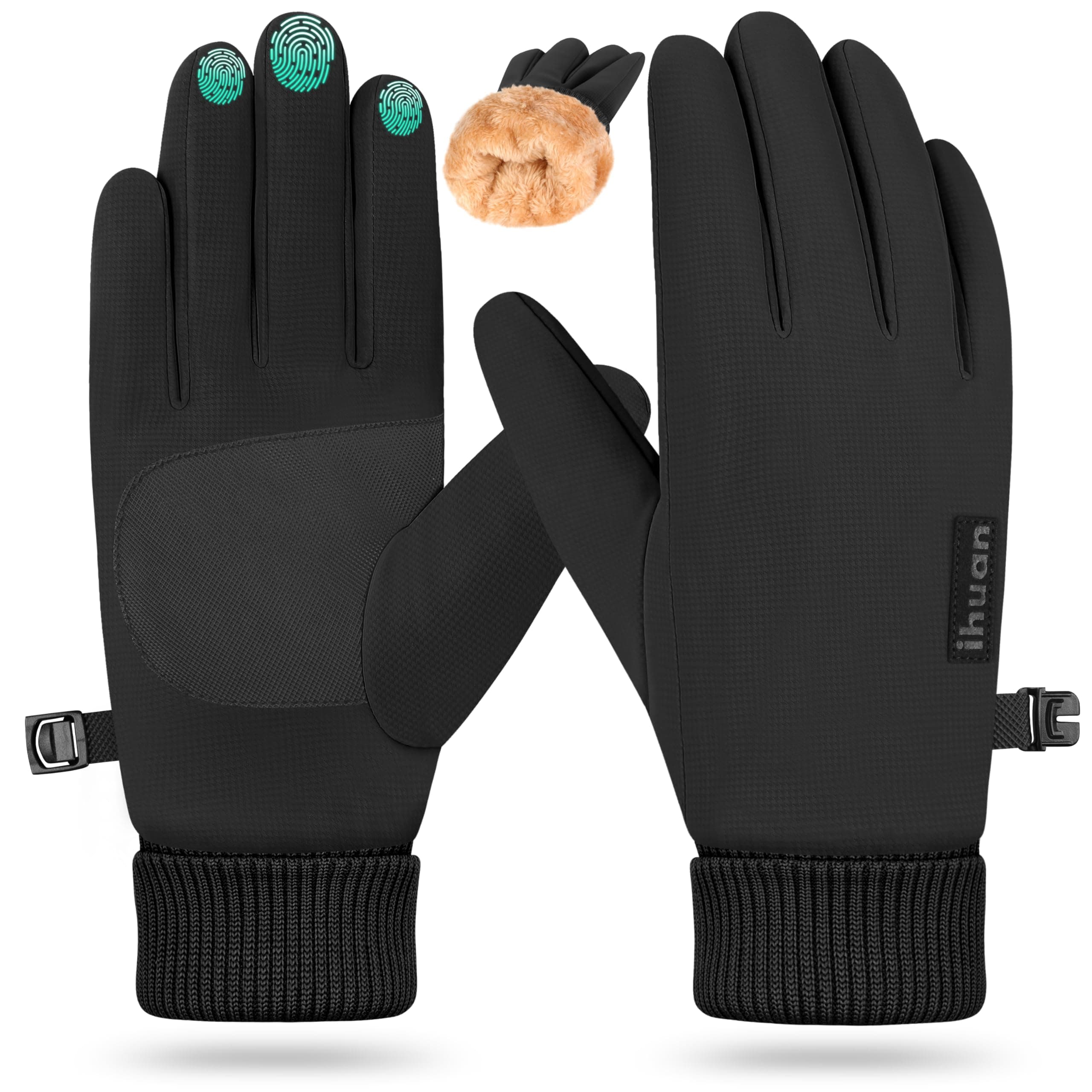 ihuanWinter Waterproof Gloves for Men & Women - Cold Weather Touchscreen Friendly Ski Running Cycling