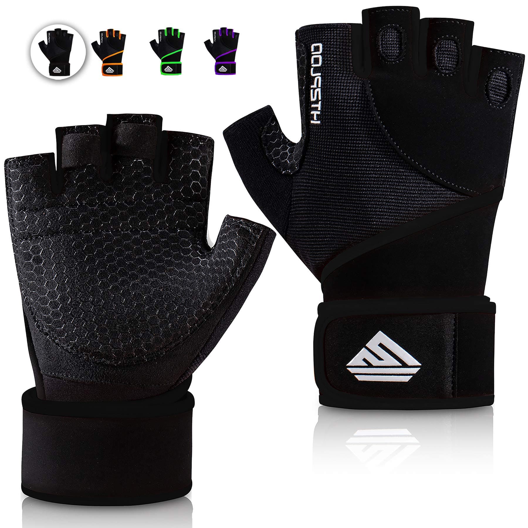 Men's & Women's Workout Gloves - Full Palm Pad, Wrist Support, Enhanced Grip, Fitness Training