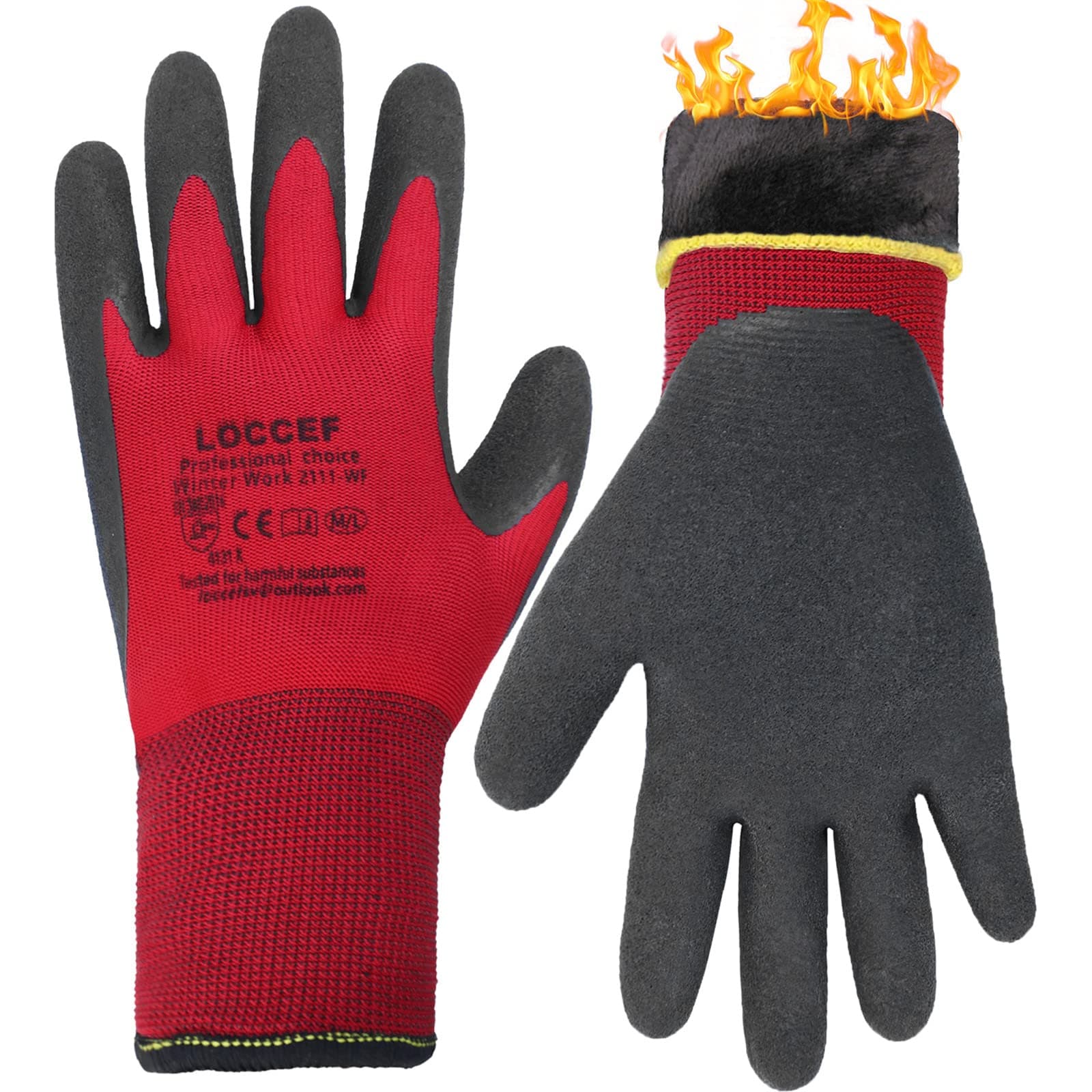 LOCCEF Winter Work Gloves for Men and Women, Freezer Grade Thermal Insulated Grip