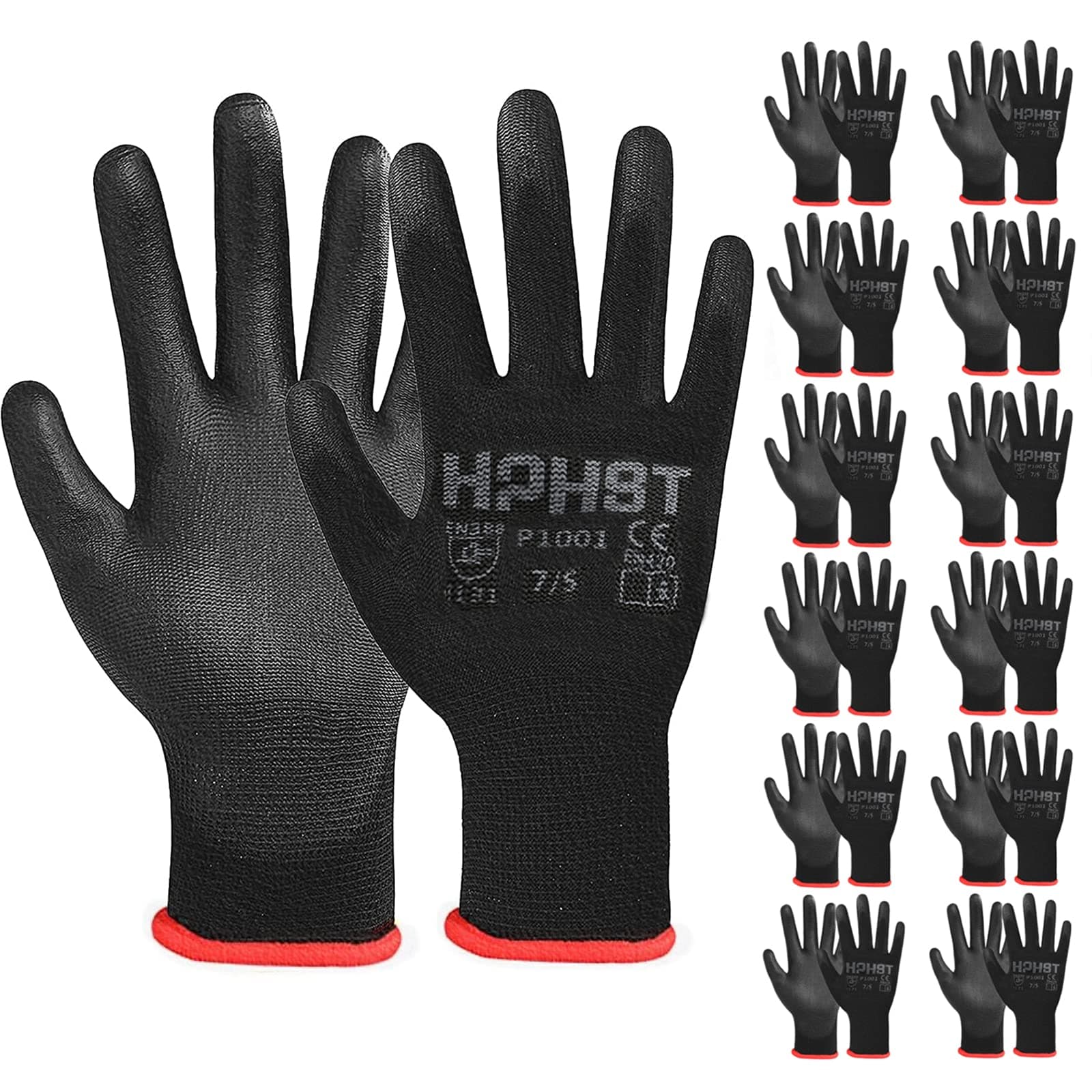 PU Coated Safety Work Gloves, 12 Pairs for Mechanics