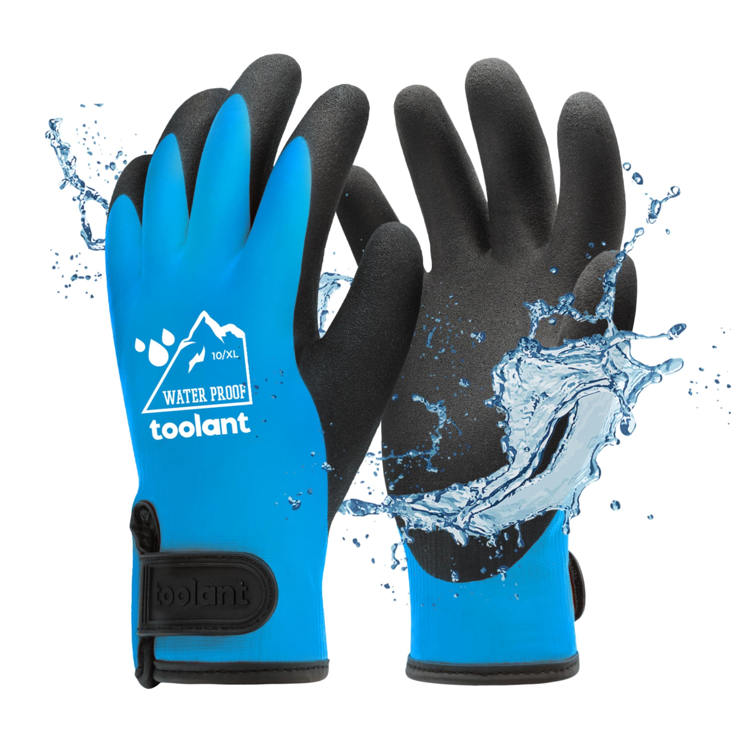 100% Waterproof Gloves for Men and Women, Touchscreen, Thermal Freezer Work Gloves, Blue, X-Large
