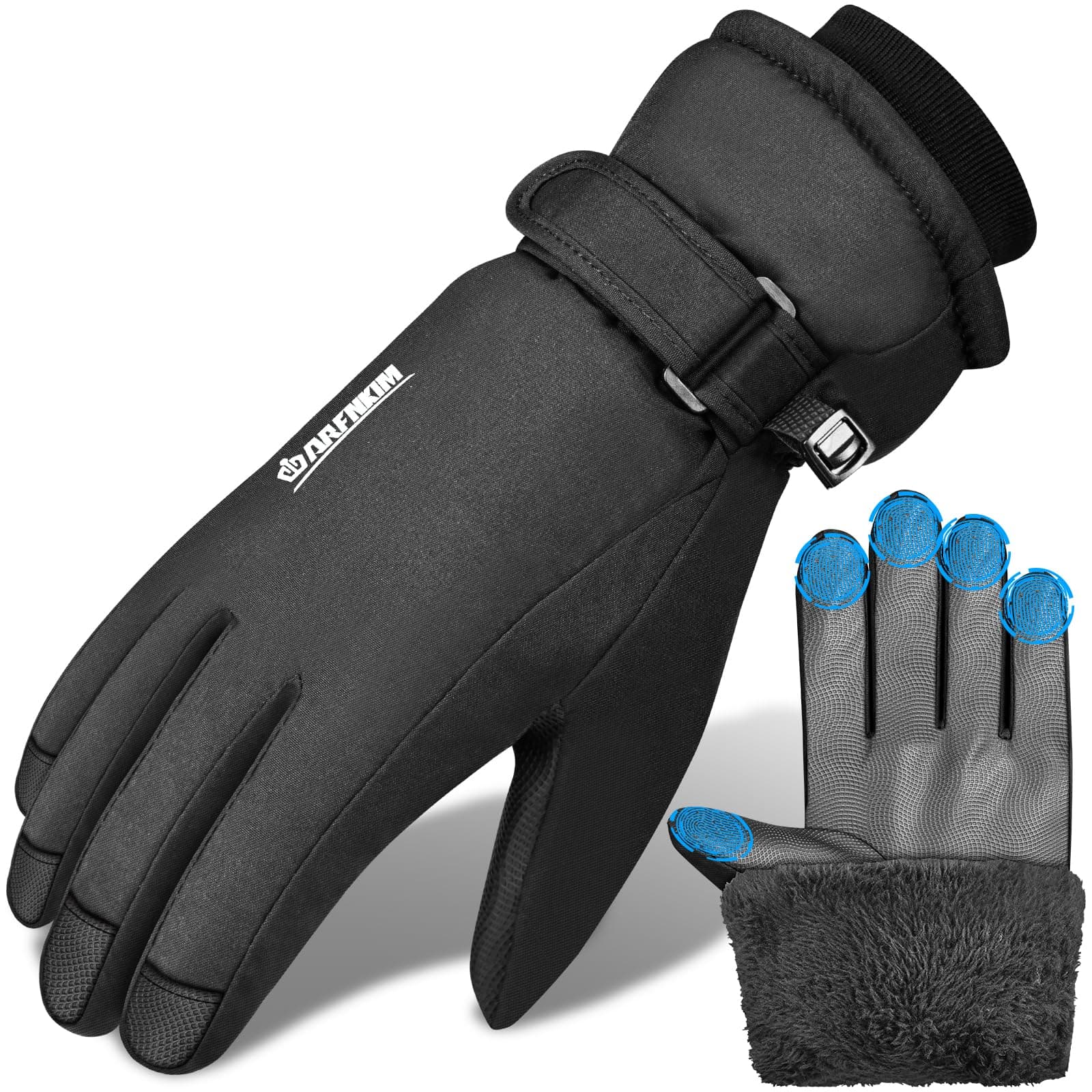 ARFNKIM Waterproof Touchscreen Winter Gloves -20℉ Men Women Ski Thermal