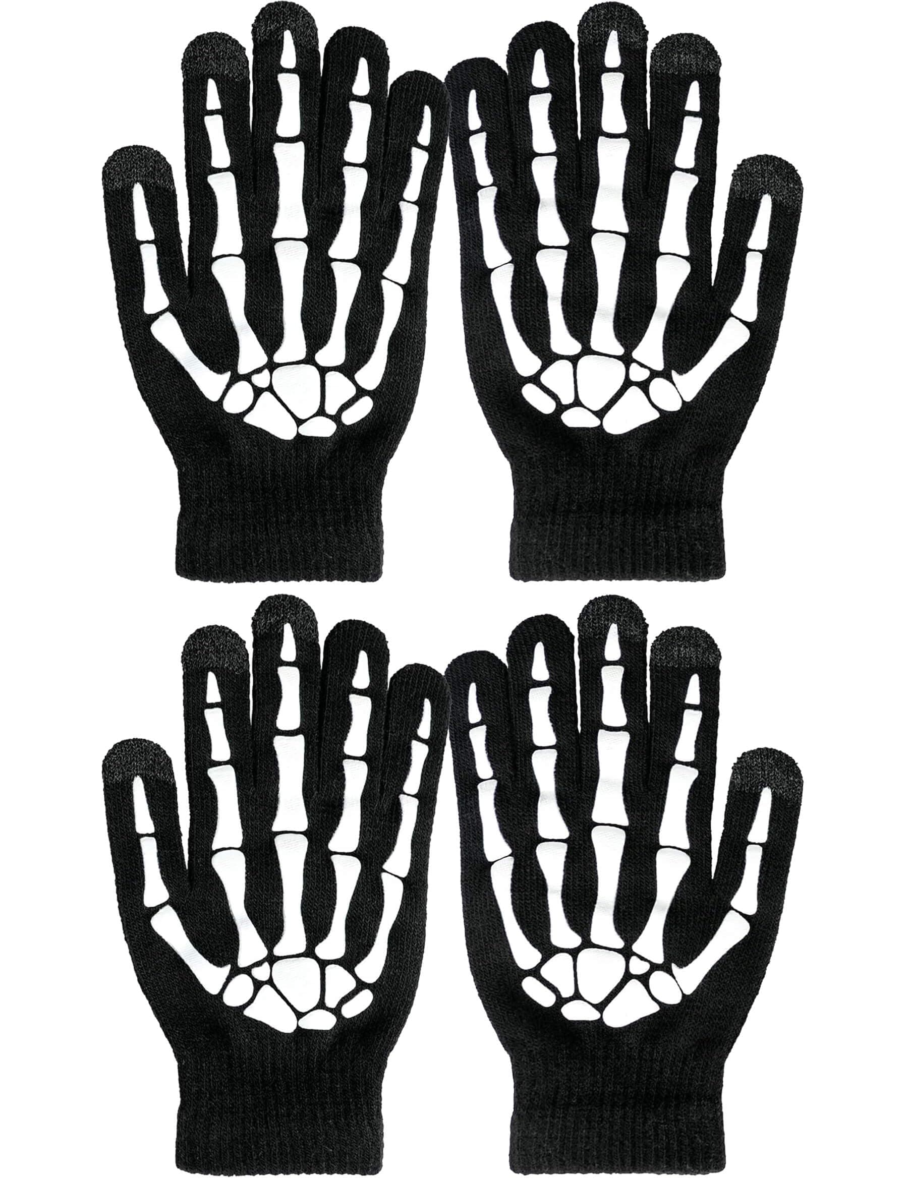Glow-in-the-Dark Skeleton Gloves for Halloween Costume - Adults