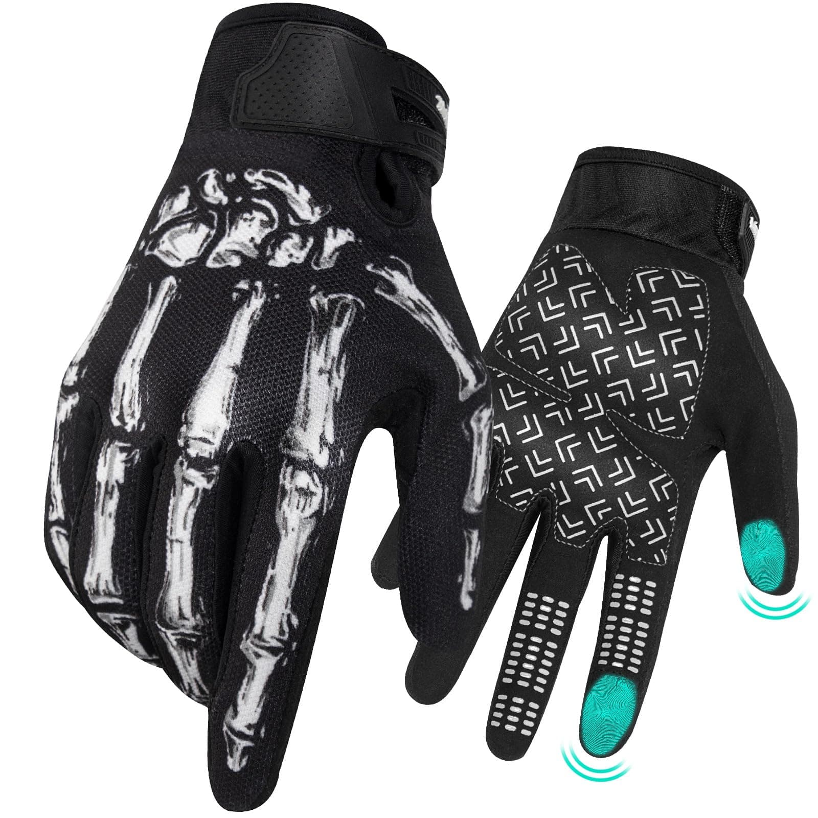 RIGWARL Touchscreen Non-Slip Skeleton Gloves for Men and Women - Cycling and Motorcycle Use