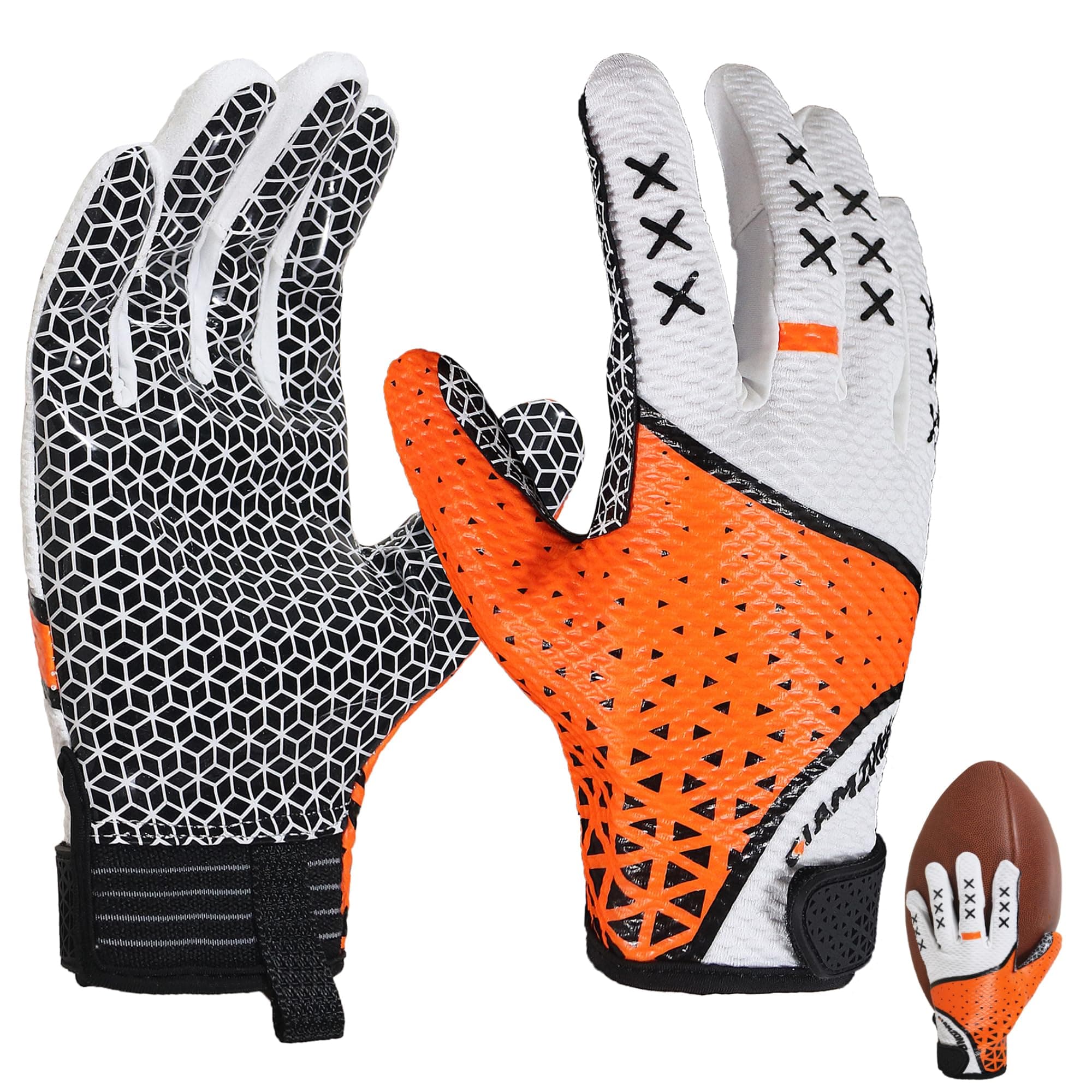 Youth High Grip Football Gloves for Kids Stretch Fit