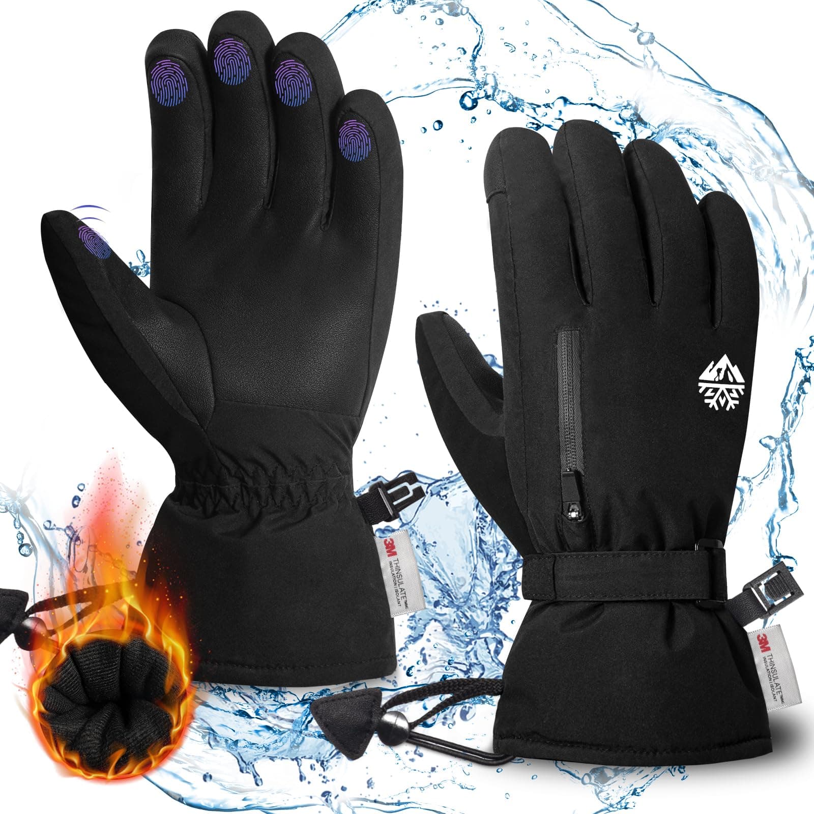 RIGWARL Men's & Women's Waterproof Touchscreen Ski Gloves with 3M Thinsulate Insulation