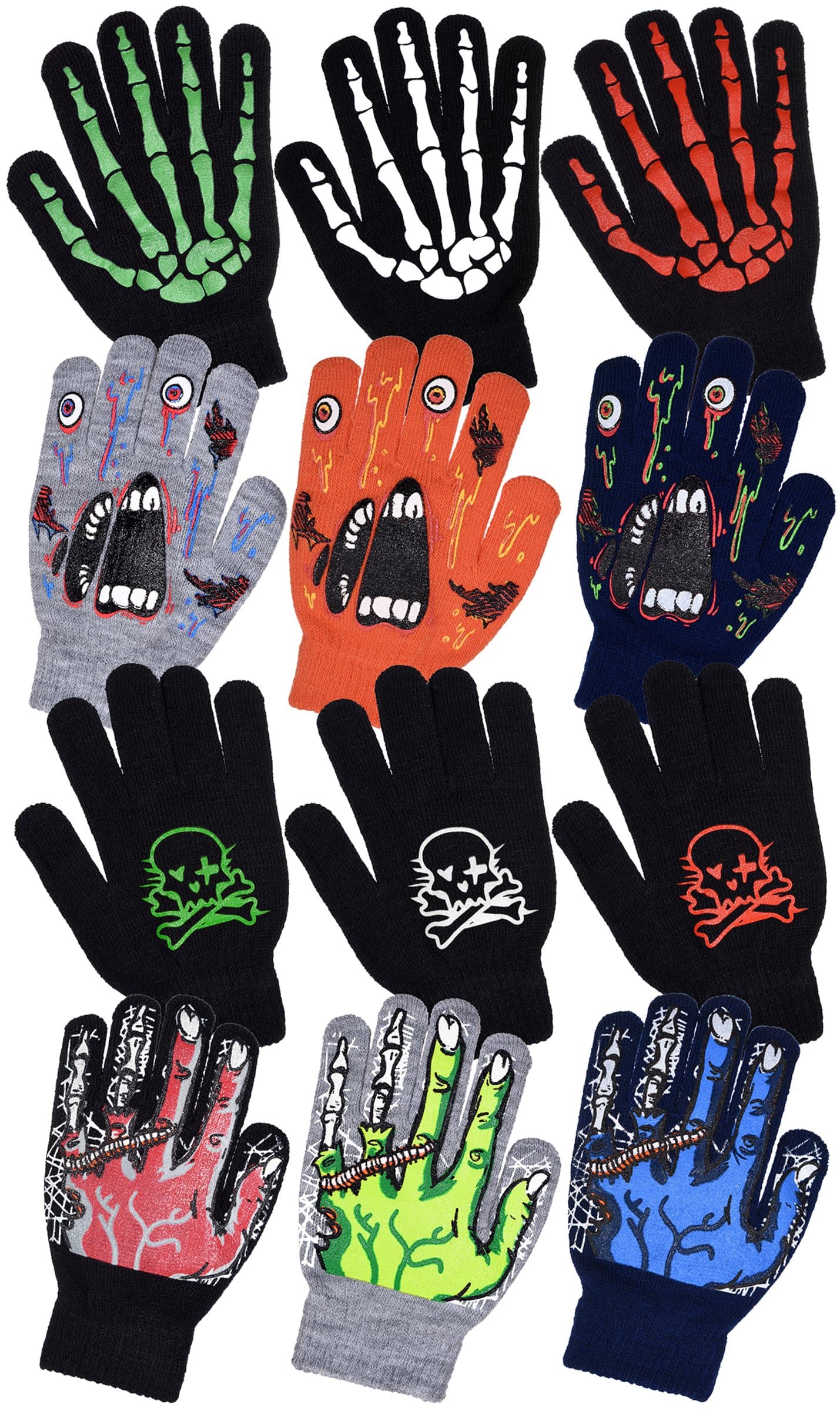 Polar Wear Skeleton Monster Knit Gloves for Boys & Girls Winter