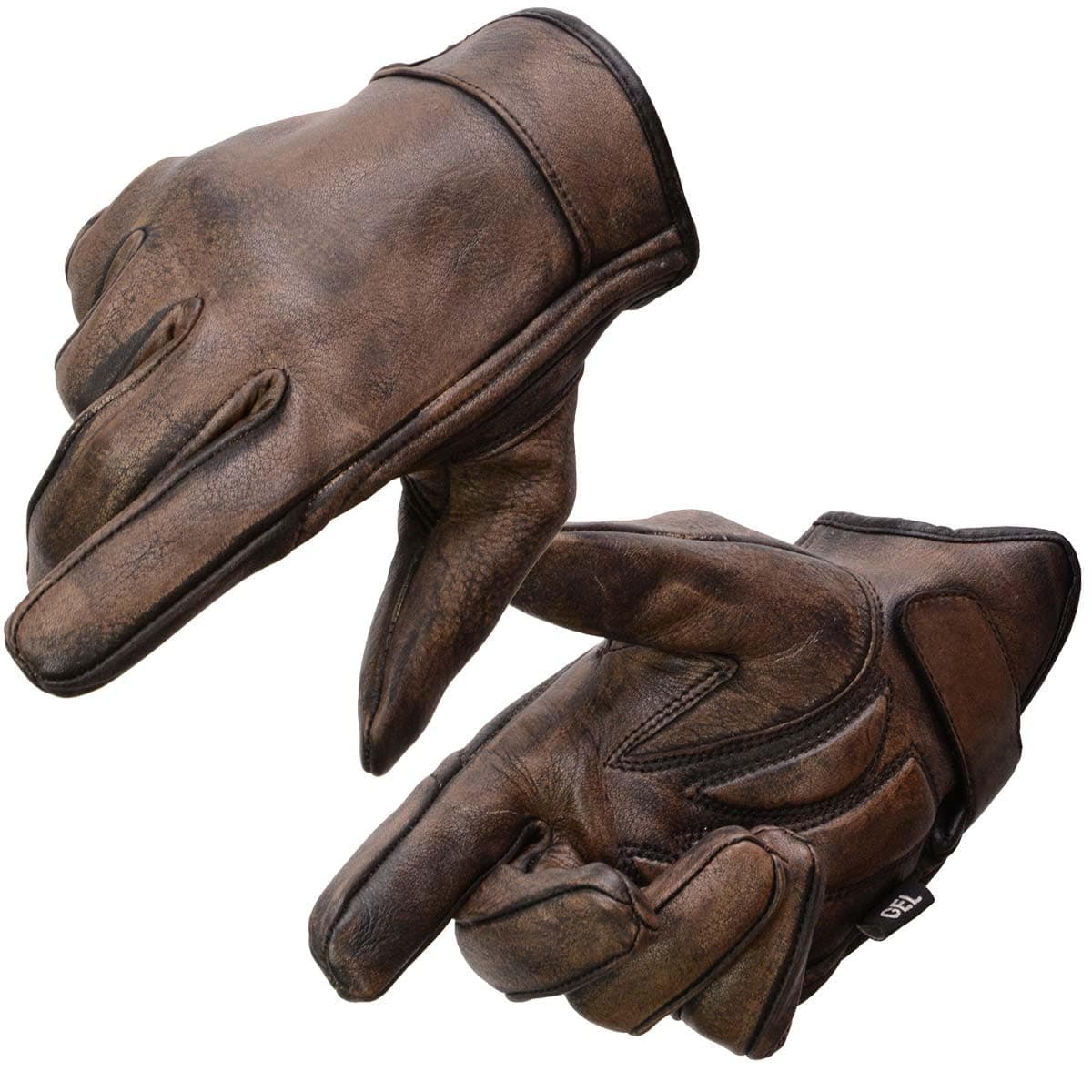 Milwaukee MG7512 Men's Brown Leather Gel Padded Motorcycle Gloves - Large
