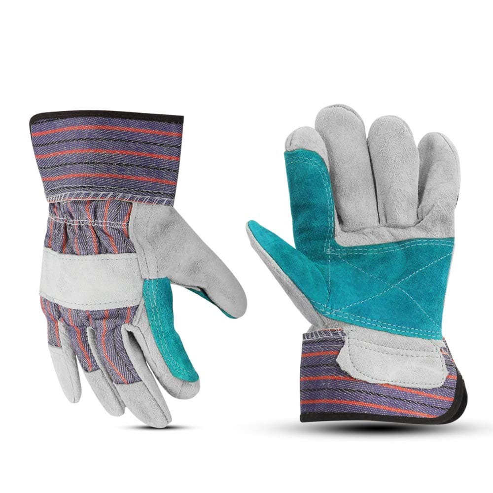 Cowhide Split Leather Safety Gloves with Rubberized Cuff