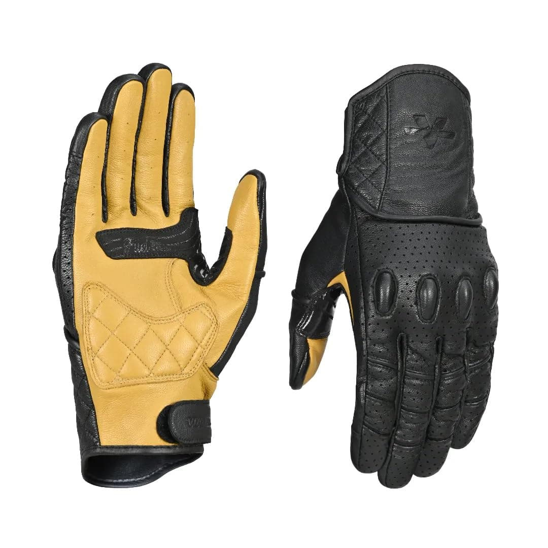 ViaTerra Fuel Retro Motorcycle Gloves | All Leather Touchscreen Compatible Good Grip
