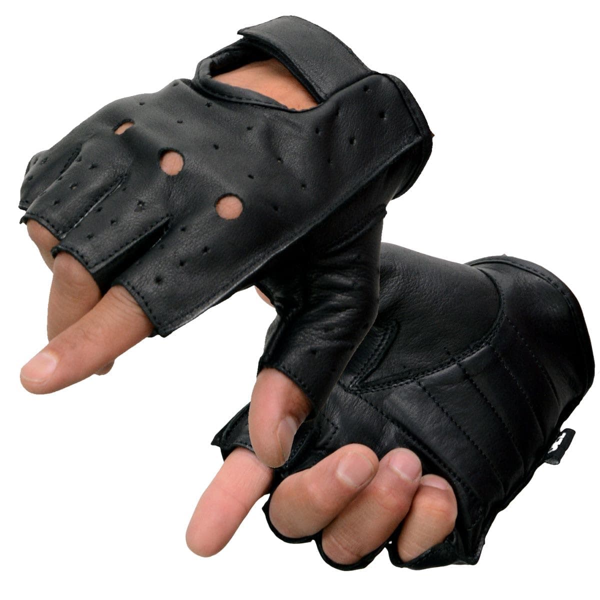 Milwaukee Black Perforated Gel Padded Men's Motorcycle Gloves