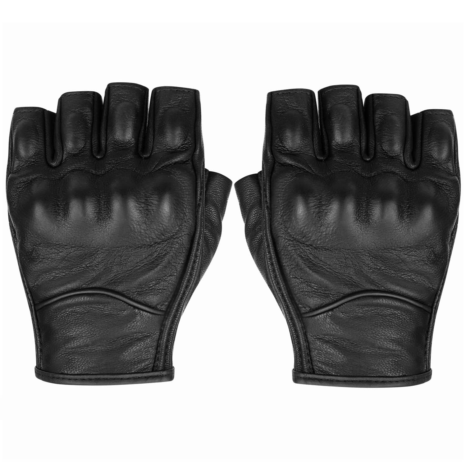 Leather Motorcycle Gloves for Men Half Finger Knuckle Armored Riding