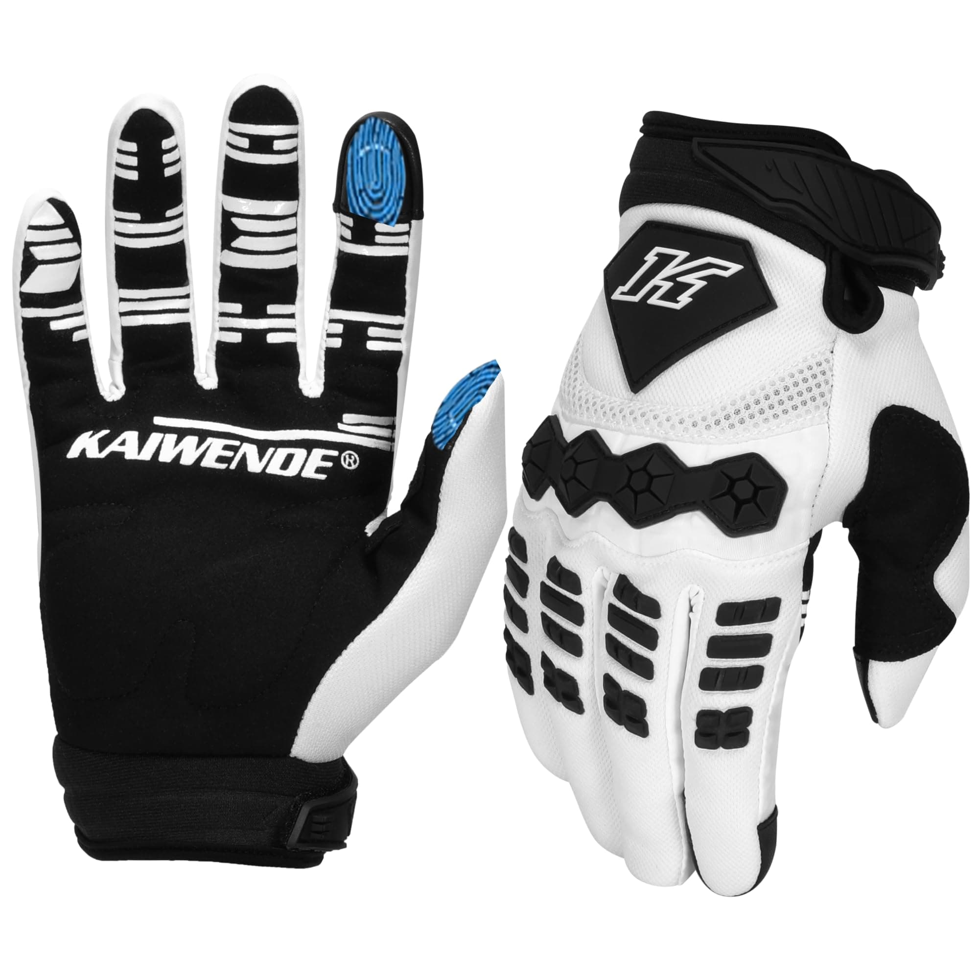 Men's MTB Gloves for Dirt Bike Riding (White, Large)