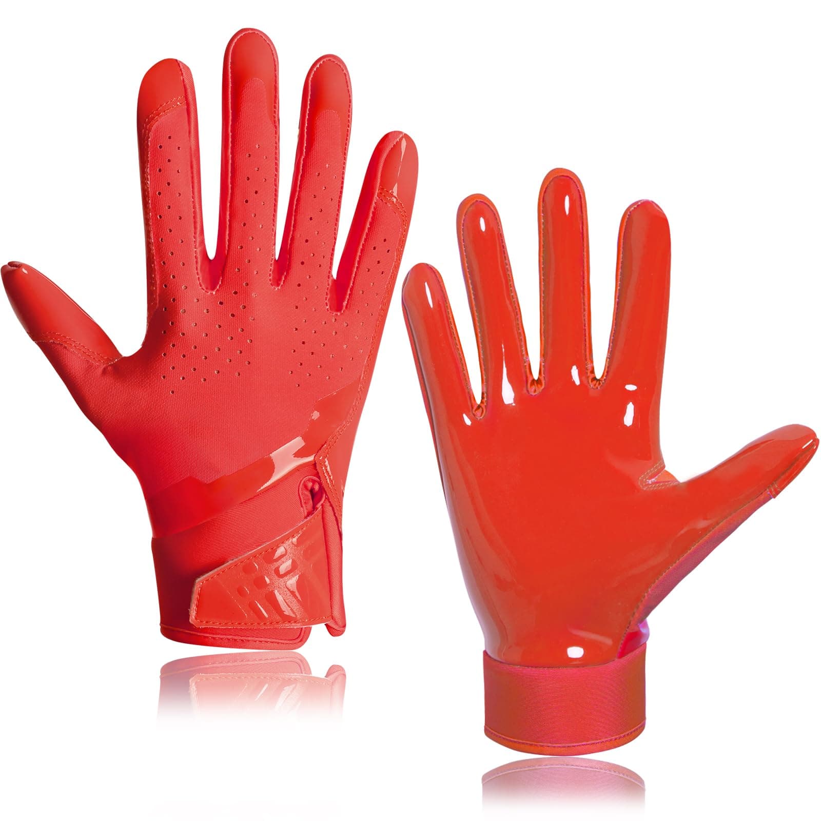 Red Wide Receiver Grips: No-Slip Football Gloves for Men