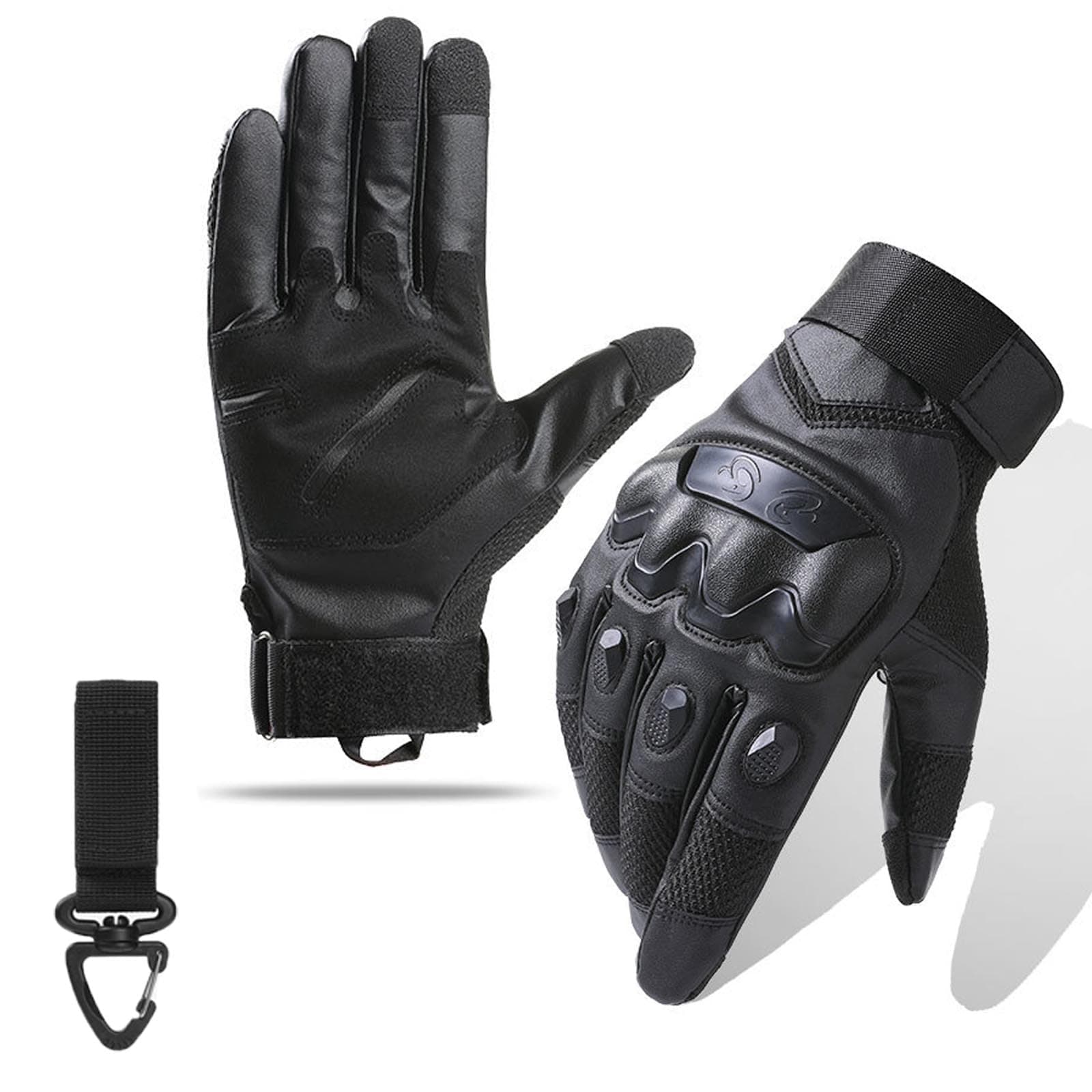 Tactical Motorcycle Gloves for Men with Leather Palm for Hiking & Camping