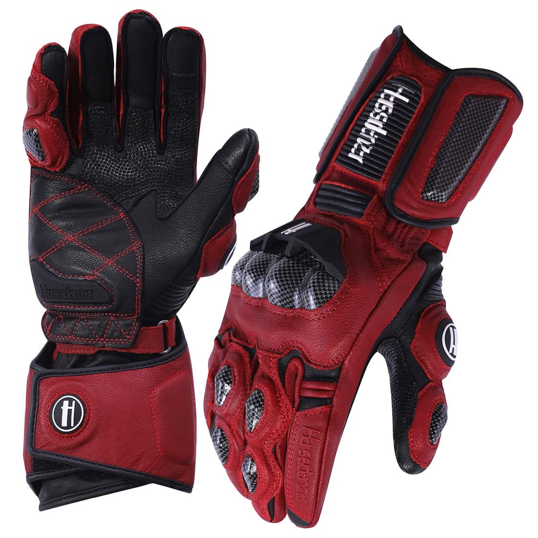 Harssidanzar Powersports Carbon Fiber Knuckle Protection Motorcycle Gloves KM045