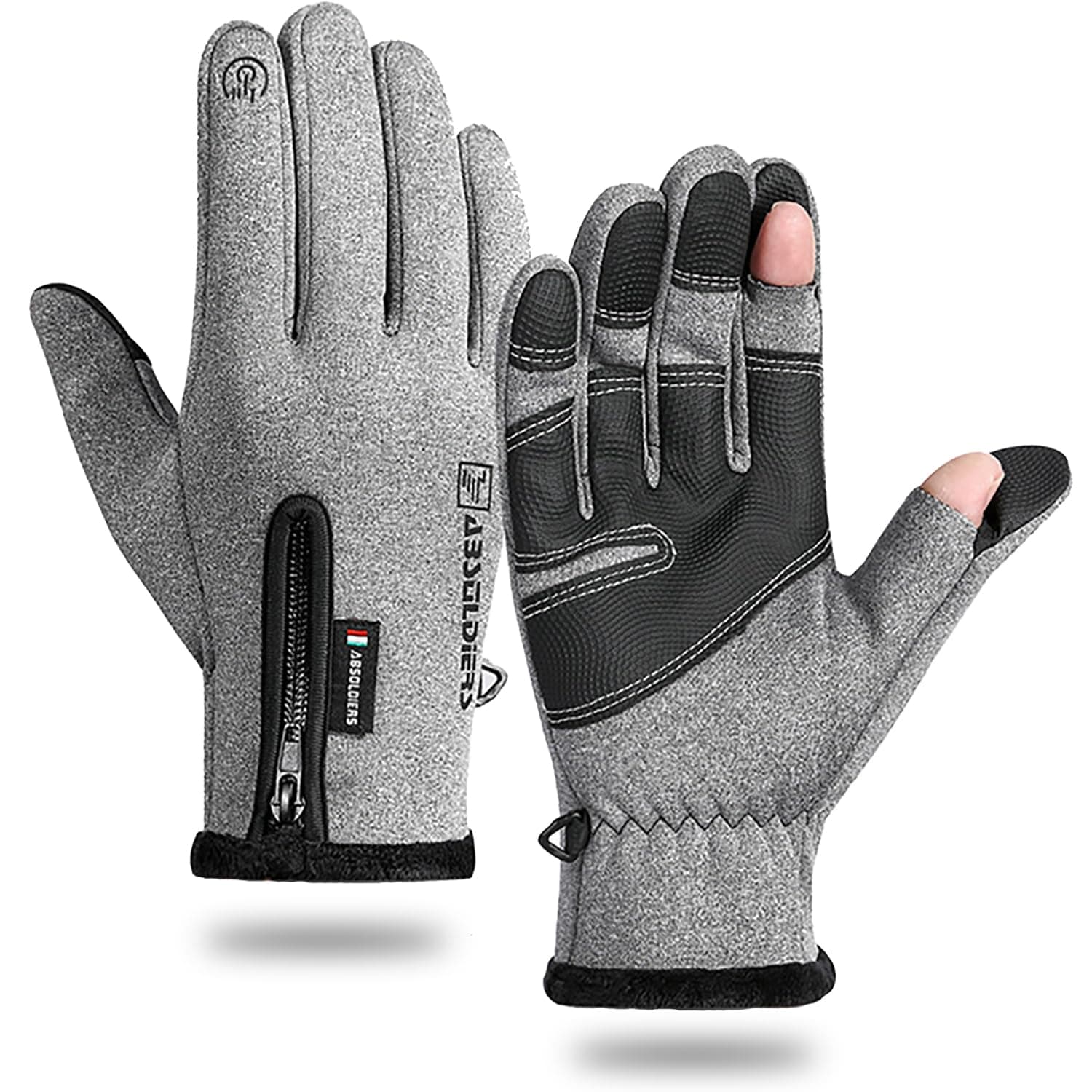 WANSENAMZ Winter Zipper Gloves Touch Screen Anti-SlipWarm Cold Weather Ski Cycling