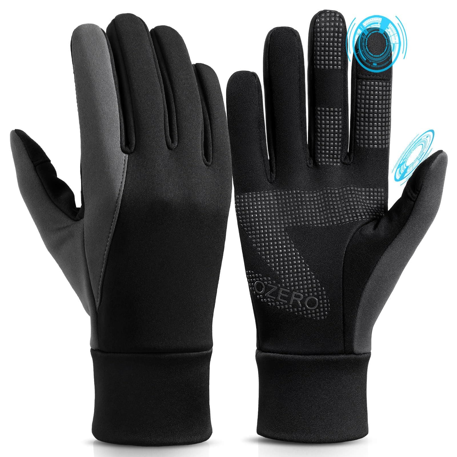 OZERO Winter Touchscreen Gloves for Men: Warm, Windproof, Water Resistant Running & Hiking Gloves
