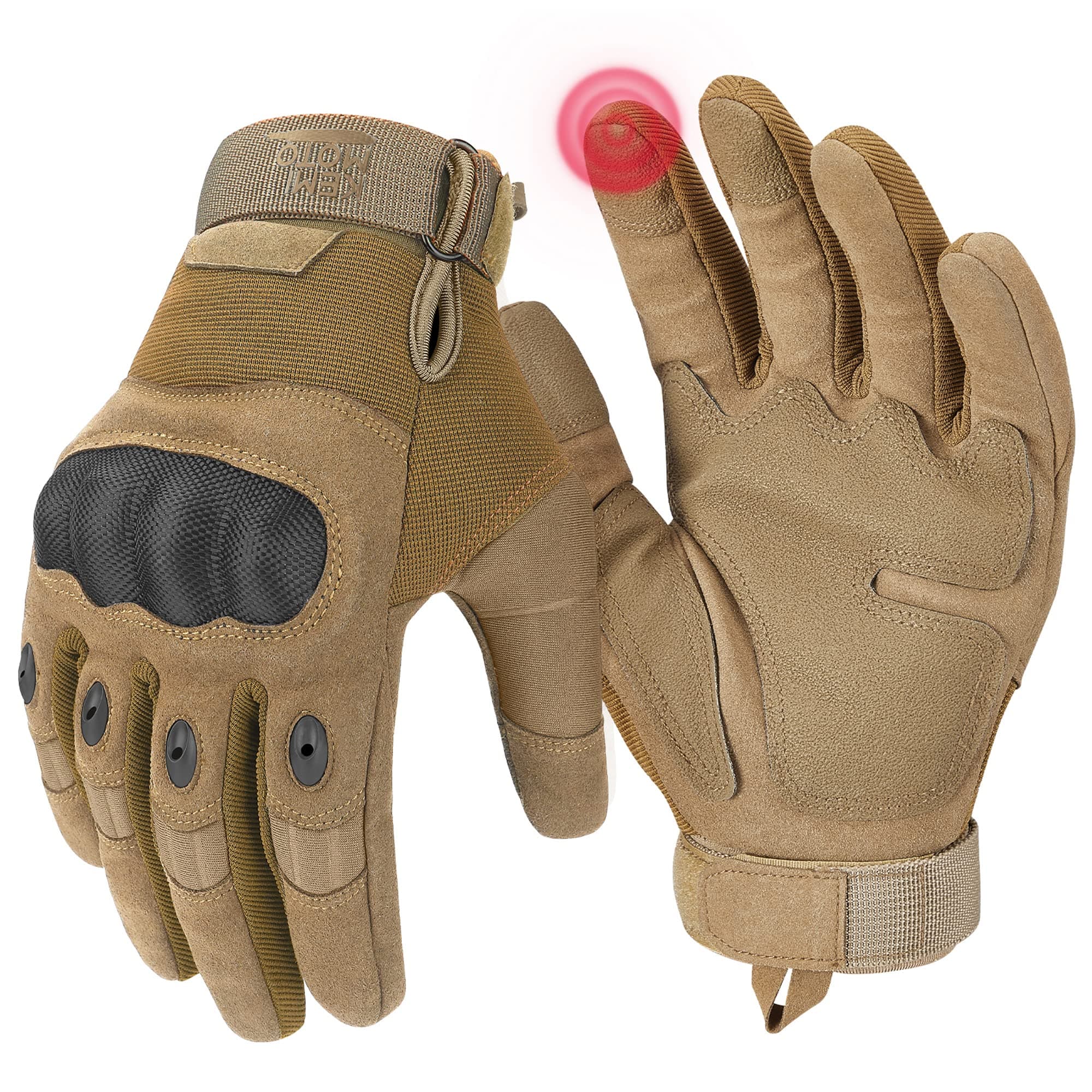 KEMIMOTO Men's Touchscreen Motorcycle Gloves with Hard Shell & Palm Padding